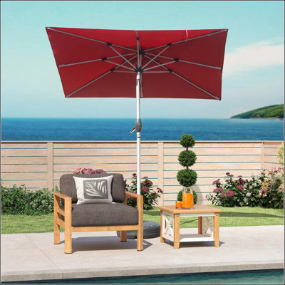 Rectangle Patio Umbrella with Crank Lift, Brick Red, Durable and UV-Resistant for Outdoor Use (Base Not Included)
