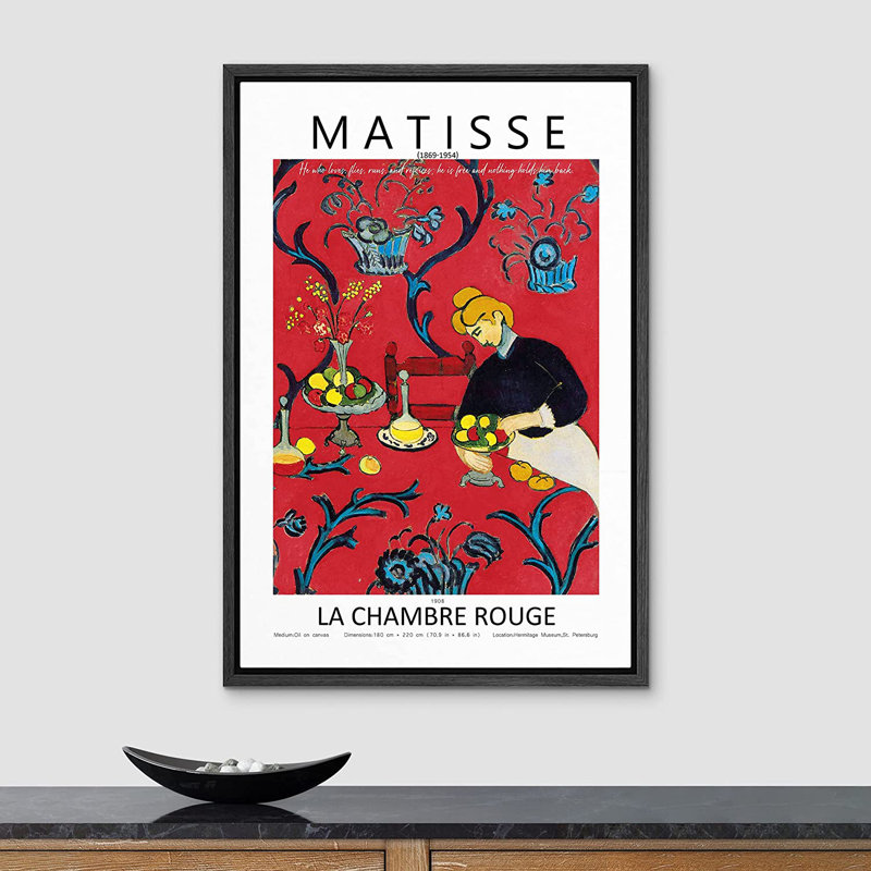 «The Red Flower Room Nature Wilderness» par Henri Matisse - impression sur toile, H 36 po x l 24 po x P 1,5 po, Cadre noir