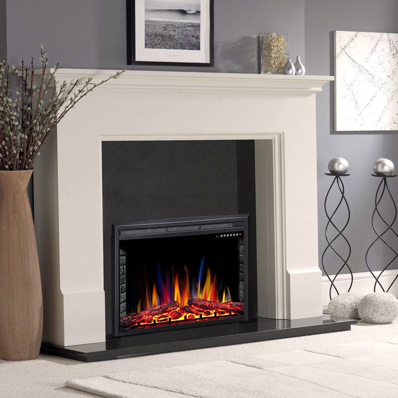 Electric Fireplace Insert With Touch Screen, 1500W Freestanding/Recessed Heater With Remote, 4 Flame Colors, 5 Speed/Brightness Levels, Timer, Overheat Protection, For Living Room, Office