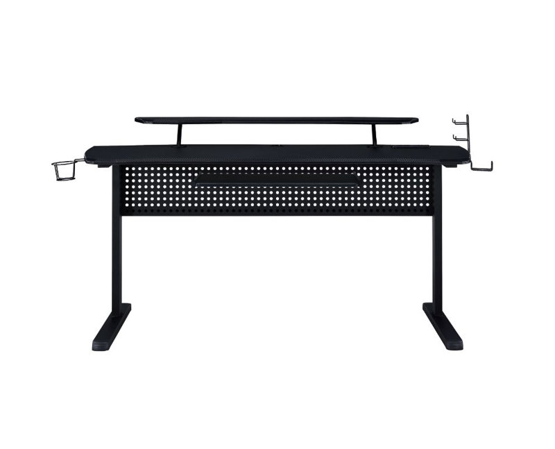 Bureau de jeu Ahad avec prises intégrées, Noir