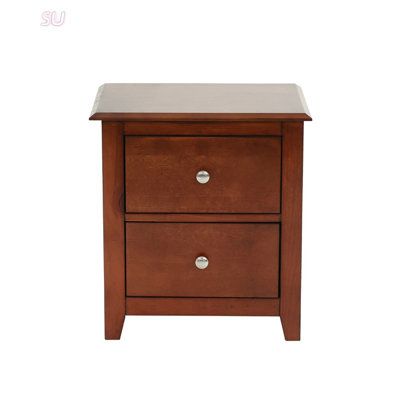Table de chevet Selma avec 2 tiroirs, fabrication en bois durable, parfaite pour les chambres contemporaines et un rangement efficace.