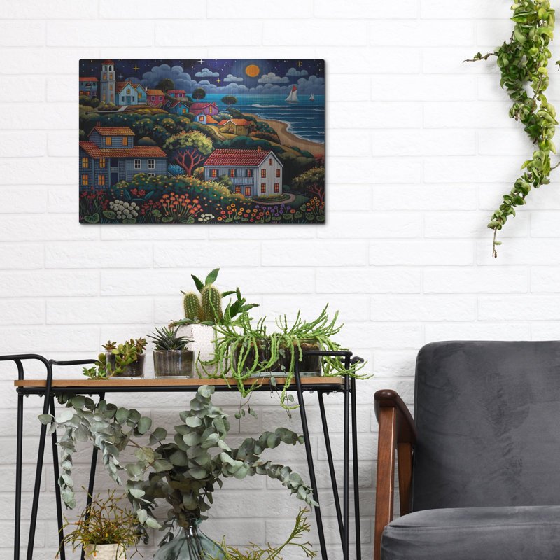  «Dreamscape By The Shore» par Doron David, art mural en métal, 16 po x 12 po, H 12 po x l 16 po