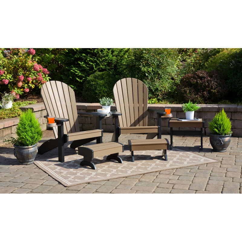 Chaise Adirondack en plastique avec repose-pieds et table Aatikah, gris