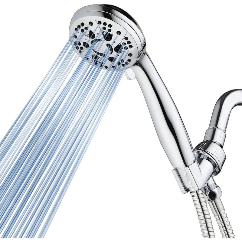 Chrome 6-Setting Handheld Shower Head with Hose