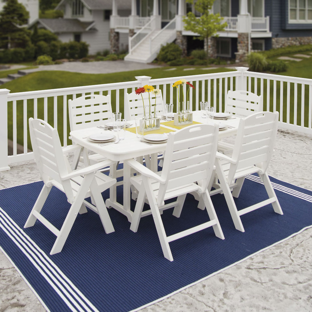 POLYWOOD Nautical Folding Highback Chair 7-Piece Dining Set POLYWOOD® 