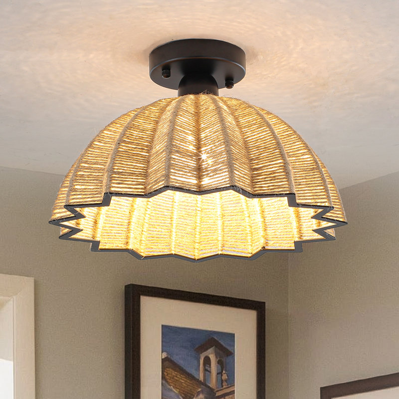 Plafonnier semi-encastré 1 lumière Boho Rattan