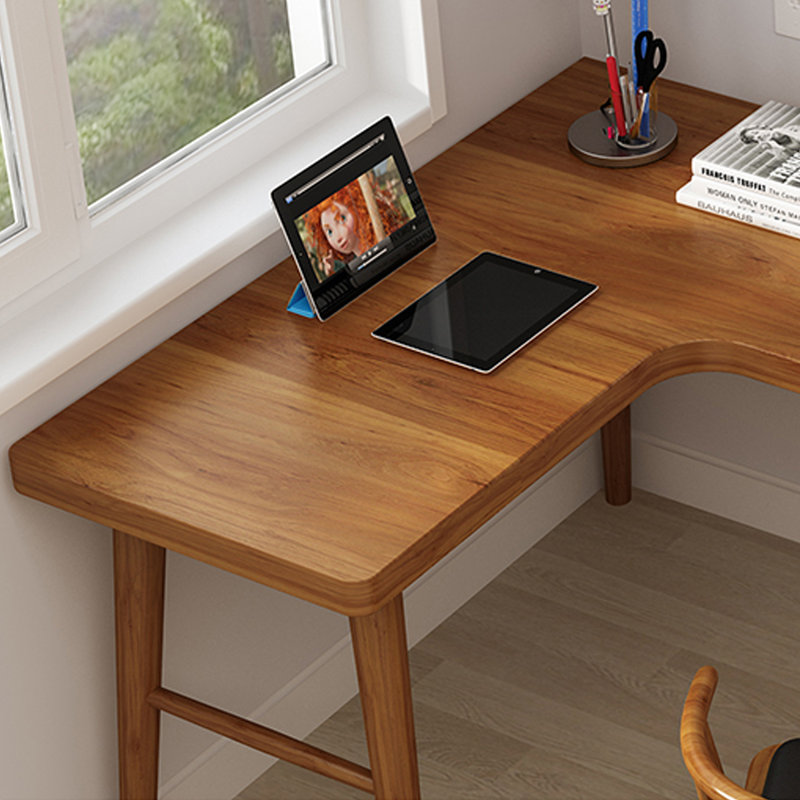 Rosewood L-Shaped Solid Wood desks, 29.53" H x 62.99" W x 47.24" D, Left Hand Return