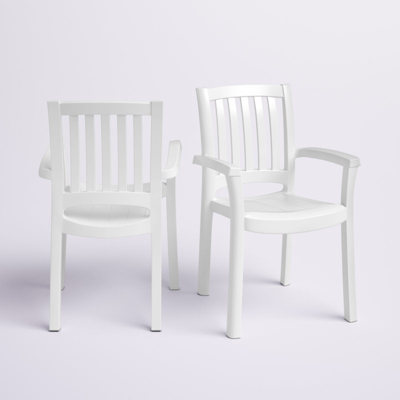 Fauteuil de salle à manger empilable Accomac, blanc