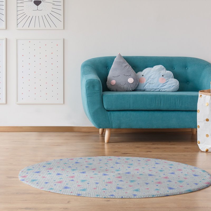 Chenille Geometric Indoor Rug, Round 5'