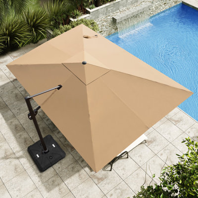 12' X 9' Rectangular Patio Cantilever Umbrella with Weighted Base