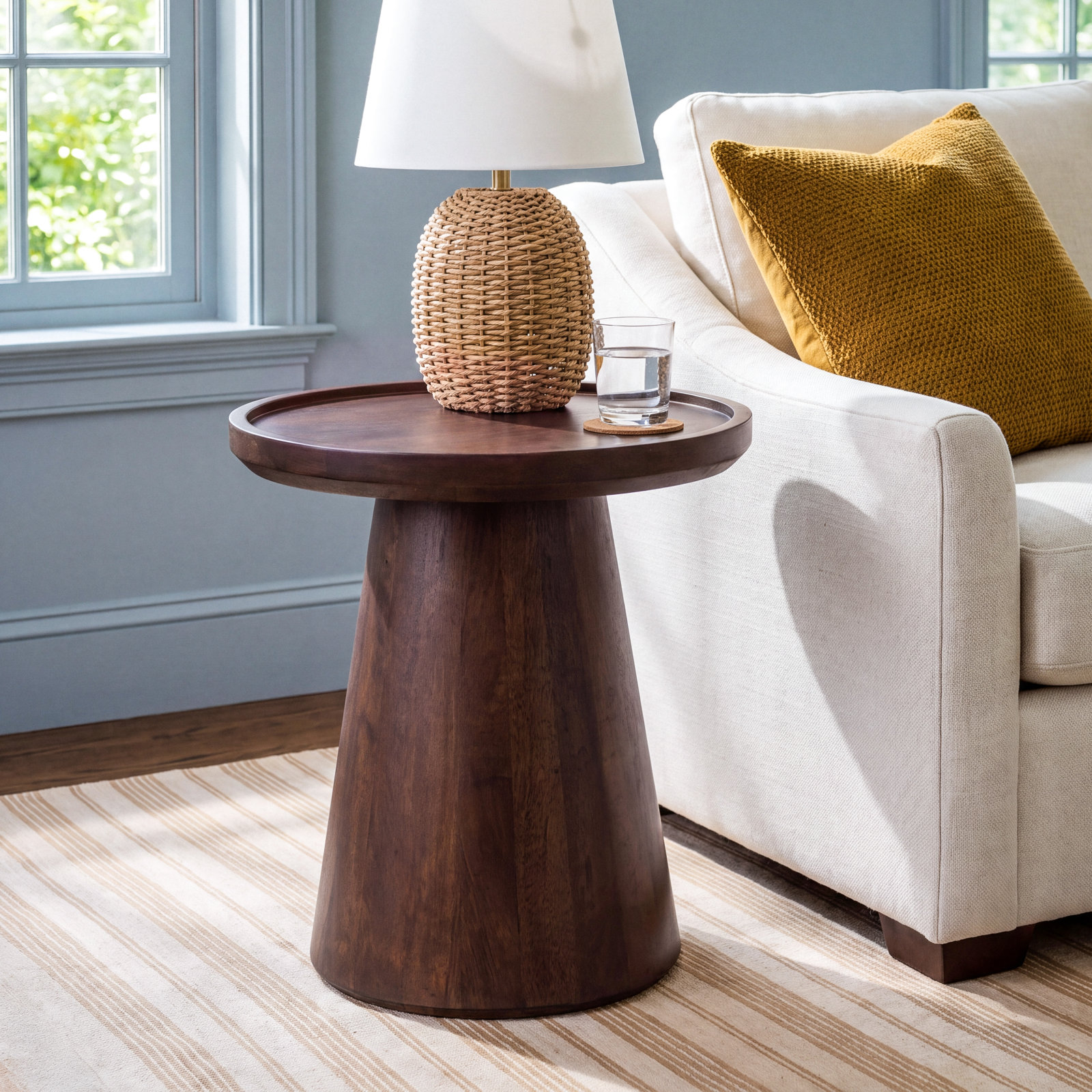 Rebecka Solid Wood End Table, Dark Brown