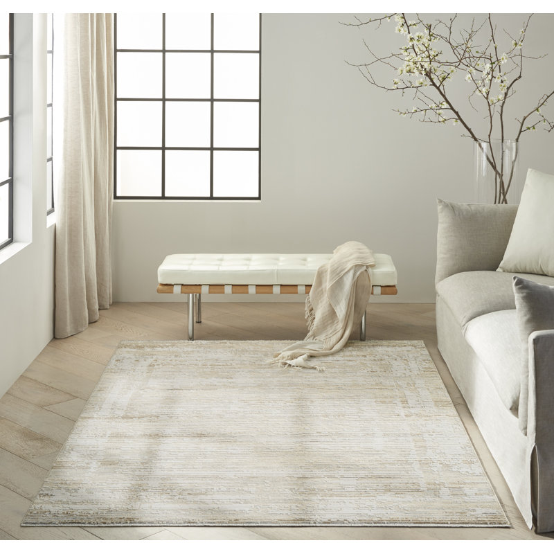 Calvin Klein CK078 Summit 5'3" x 7'9" Natural Ivory Modern Indoor Rug, Rectangle 5'3" x 7'9"