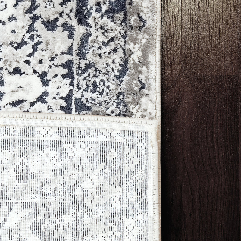 Tapis bleu/ivoire Malbon, Rectangle 9 pi 2 po x 12 pi 10 po