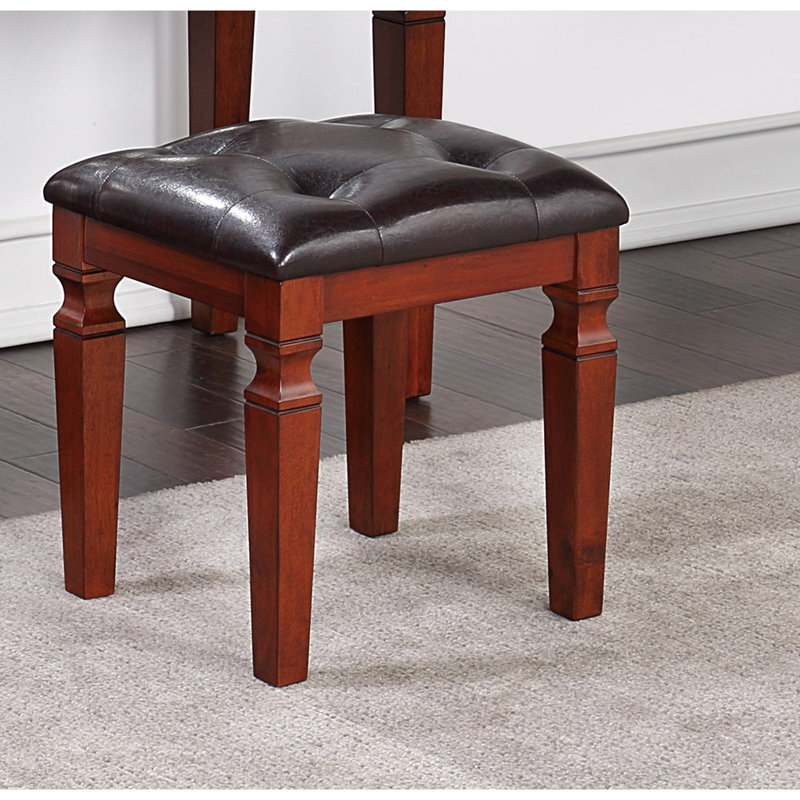 Tabouret de meuble-lavabo traditionnel couleur cerise, options de rangement spacieuses, siège élégant, placage de peuplier, bois d'hévéa