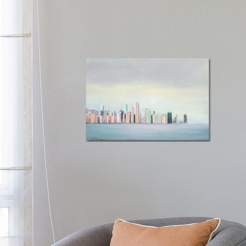 New York Skyline Blue by Julia Purinton - Wrapped Canvas Print, 66.04 cm H x 45.72 cm W