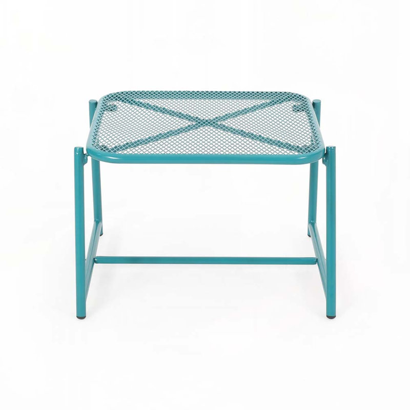 Table d'appoint de patio avec structure en métal, plateau rectangulaire, Sarcelle