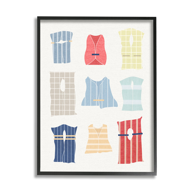 «Ba-071», reproduction encadrée «Modern Life Jackets on Canvas» par Lil 'Rue, H 30 po x l 24 po x P 1,5 po