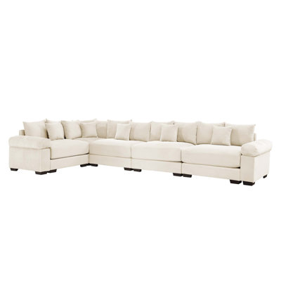 Modern 5 Seaterconvertible Oversized Cloud Corduroy Modular Sectional Sofa With 16 Throw Pillows For Living Room, Apaetments