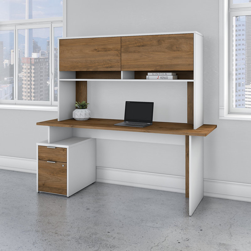 Bureau Jamestown, H 29,65 po x l 71,02 po x P 23,66 po, Noyer frais / blanc