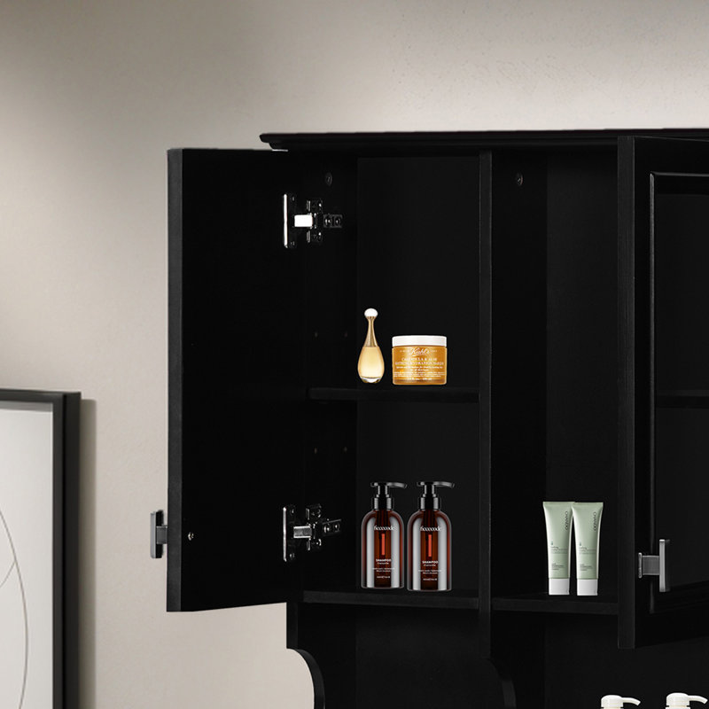 Armoire à pharmacie murale avec miroir, Noir, noir, noir, noir
