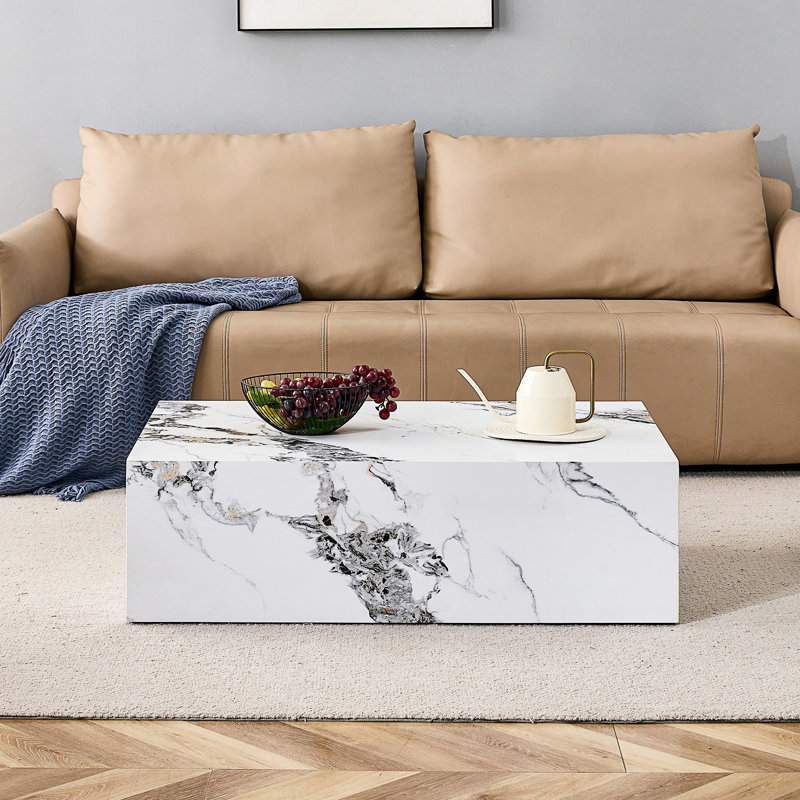 Table basse moderne avec motif en marbre, table de salon