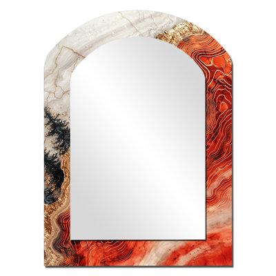 Forest Forest of the Fire Opal Stone River II - miroir mural décoratif asymétrique Forest, miroir arqué traditionnel, impression sur métal