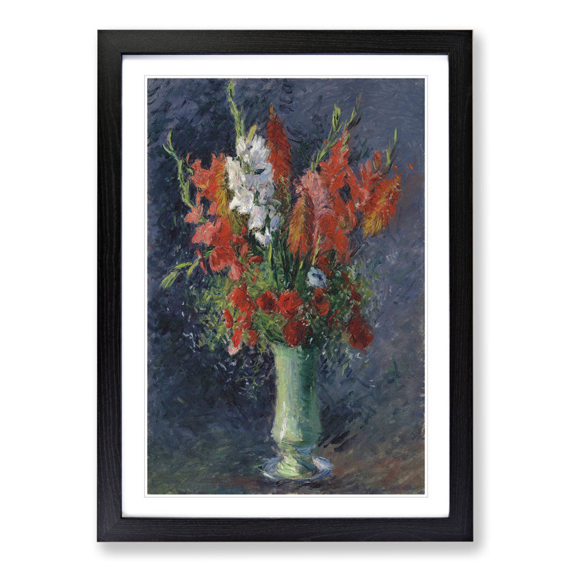 Vase of Flowers by Gustave Caillebotte - Picture Frame Painting, Black Framed, 36cm H x 27cm W x 2cm D