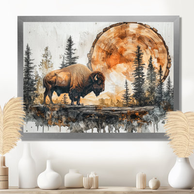 Giovannie American Bison Into The Prairies II - Bison, art mural