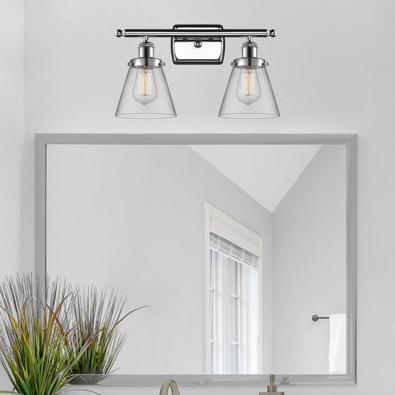 Ballston Urban Cone 6" - 2 Light 16" Bath Vanity Light, Clear, Polished Chrome, Incandescent