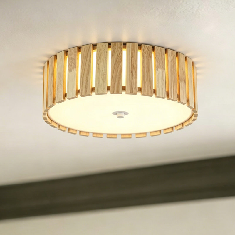 14'' LED Light Wooden Flush Mount Ceiling Light