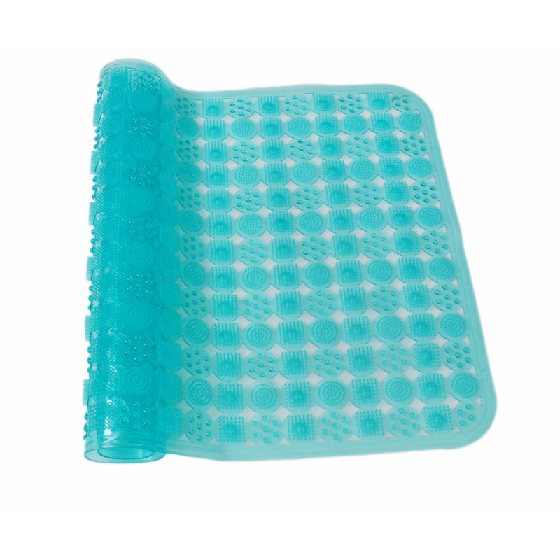 Tapis de douche à formes géométriques Aaleigha, Turquoise