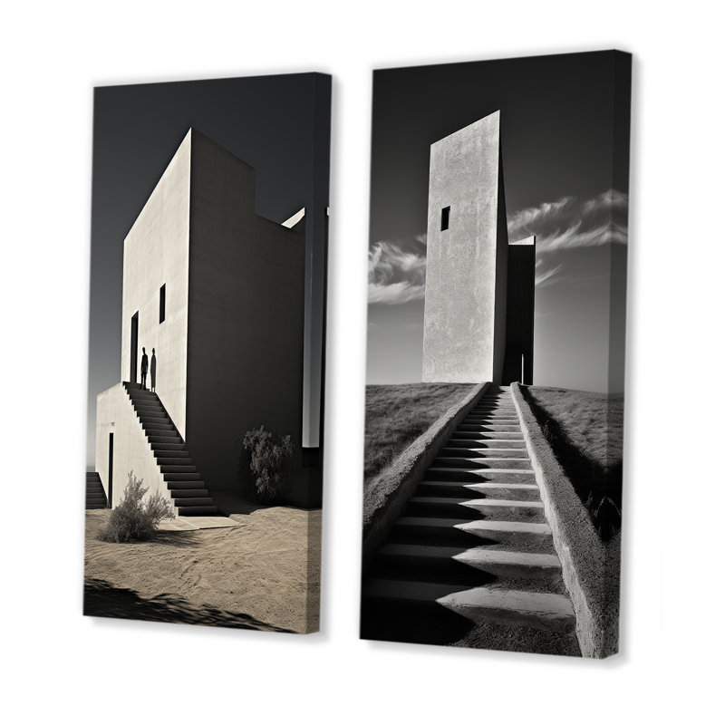 Photo de tours noir et blanc - ensemble de 2 impressions sur toile, H 28 po x l 25 po, Toile tendue