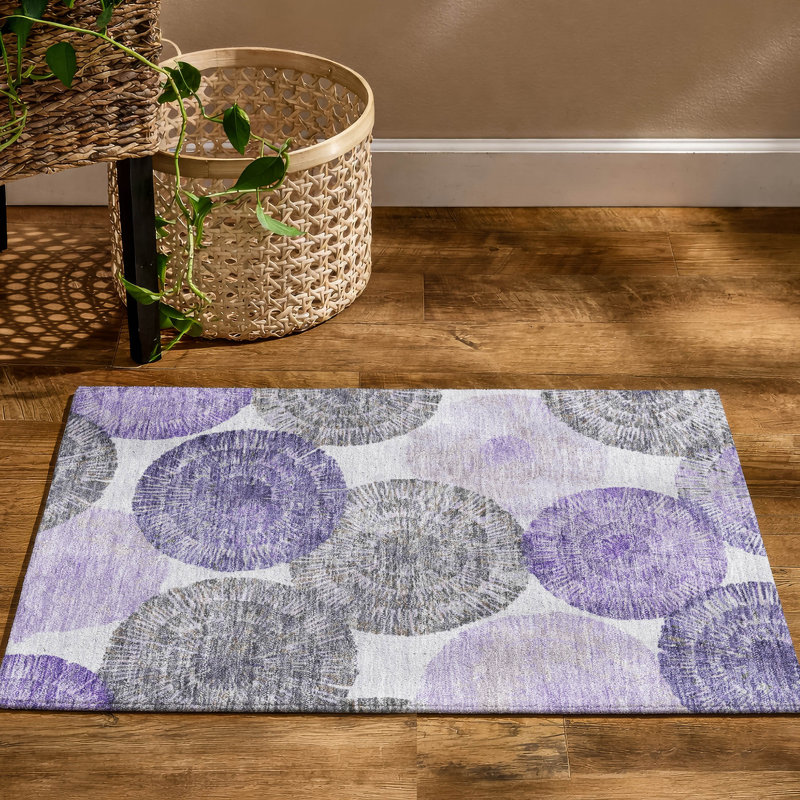 Premium Machine Washable Mayfield AMF2351 Abstract Rug, 1'8" x 2'6", Plum