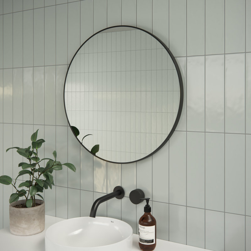 Modern & Contemporary Bathroom/Vanity Mirror, Black, 24" x 24"