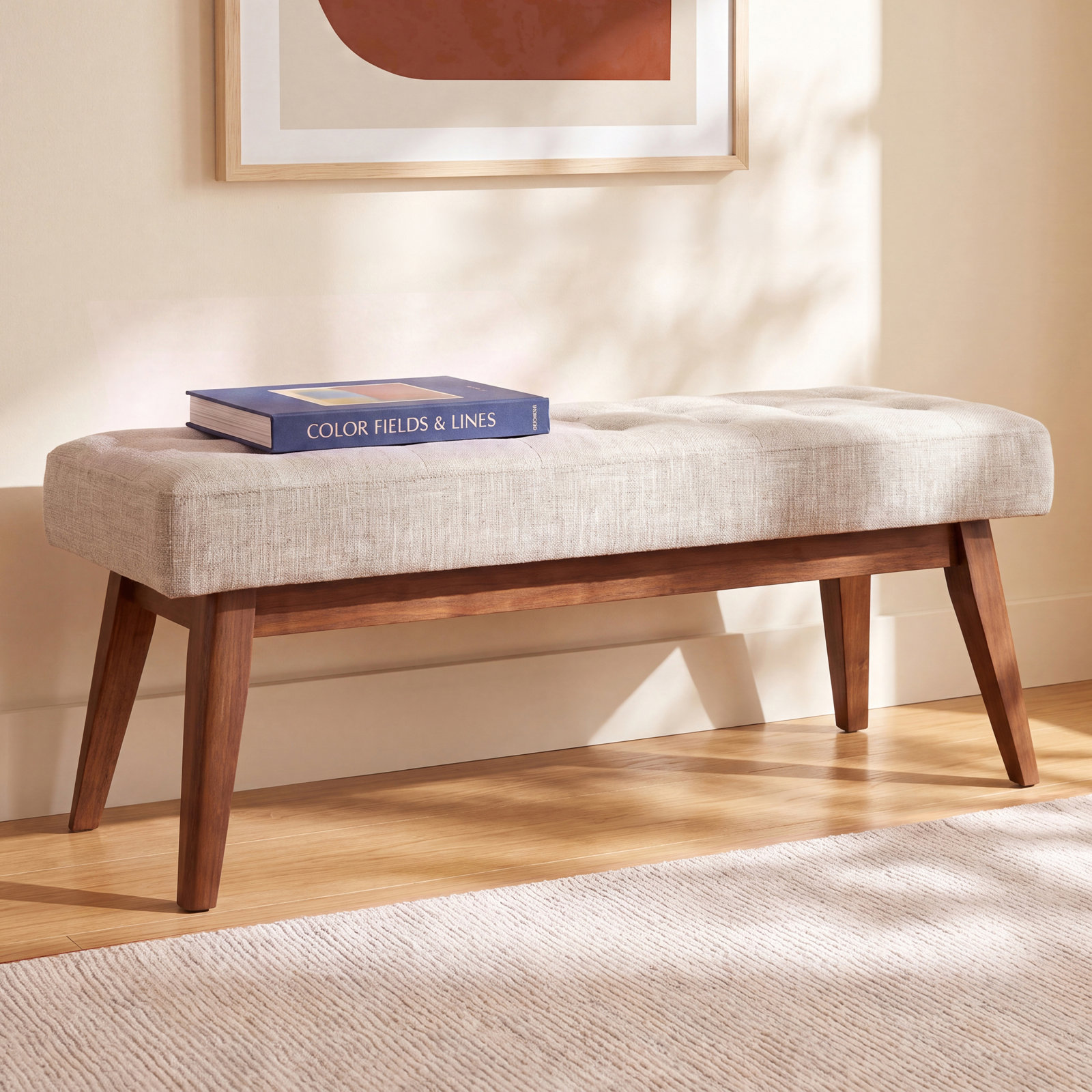 Harris 43" Entryway Bench, Light Gray