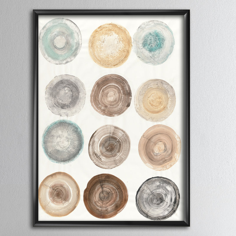 « geometric crème circles »-cadre photo imprimé sur toile, H 40 po x l 30 po x P 1,5 po, Cadre noir