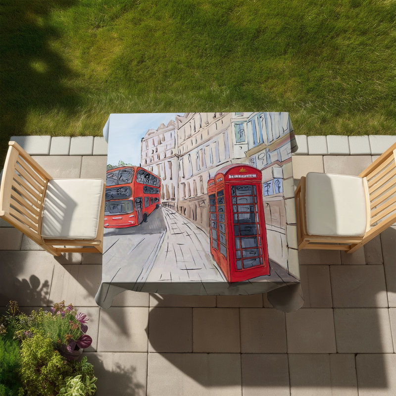 London Bus and Telephone Booth Tablecloth | Red Street Decor