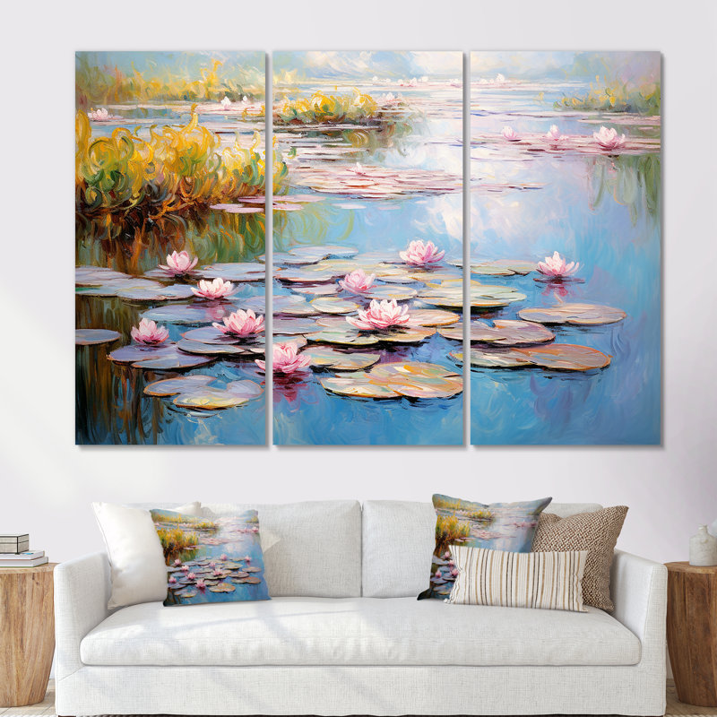 «Monets Water Lily Pond Reflections 3 - Lake», art mural, H 28 po x l 36 po x P 1 po, Toile tendue