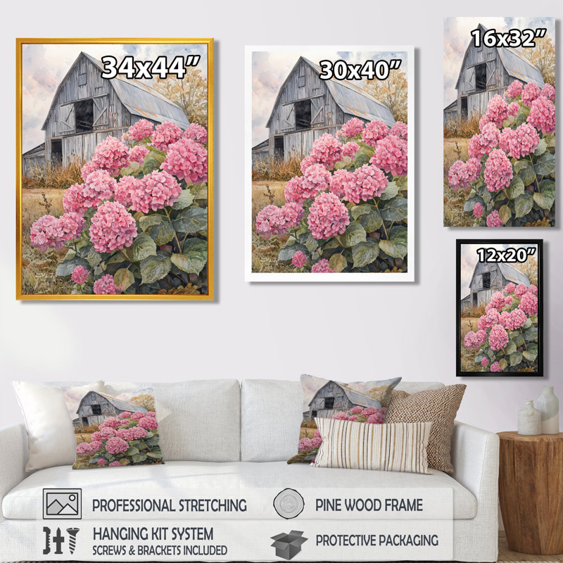 Hydrangeas In The Old Farmyard - Hydrangea Canvas Prints, 60" H x 28" W, Wrapped Canvas, Does Not Apply