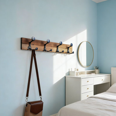 Wall Mounted Wood Coat Rack With 4 Triple Hooks - Sturdy Solid Wood Entryway Organizer For Coats, Bags, And Pet Supplies - Space Saving Design For Home, Office, Or Classroom