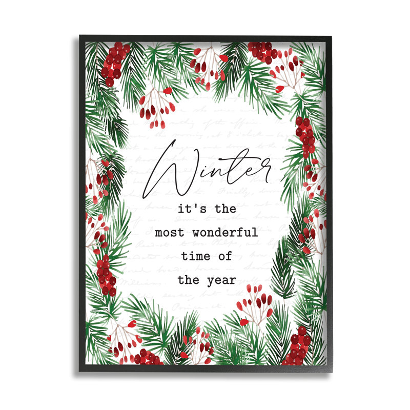 Couronne de Noël par lettres et doublées-impression d’art graphique most wonderful time, Toile tendue