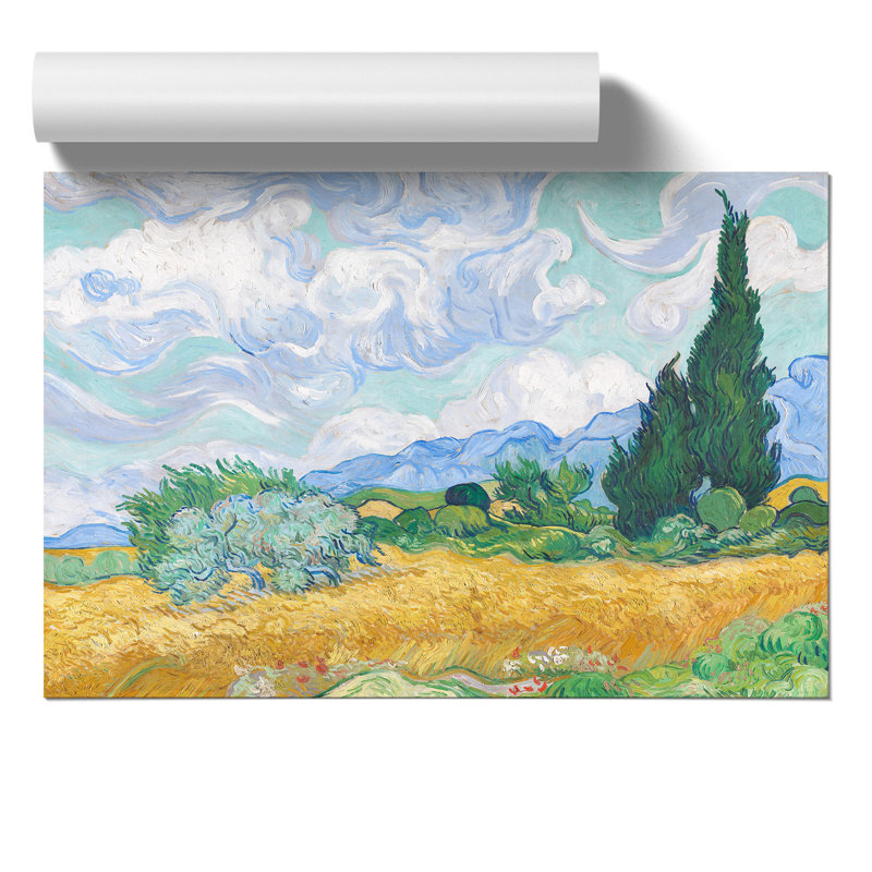 A Wheatfield with Cypresses by Vincent van Gogh - Frameless Print, 59cm H x 84cm W x 0.1cm D