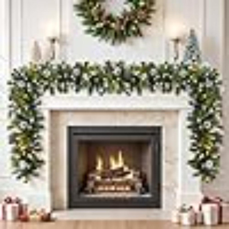 2cm Lighted Faux Pine Garland with Lights