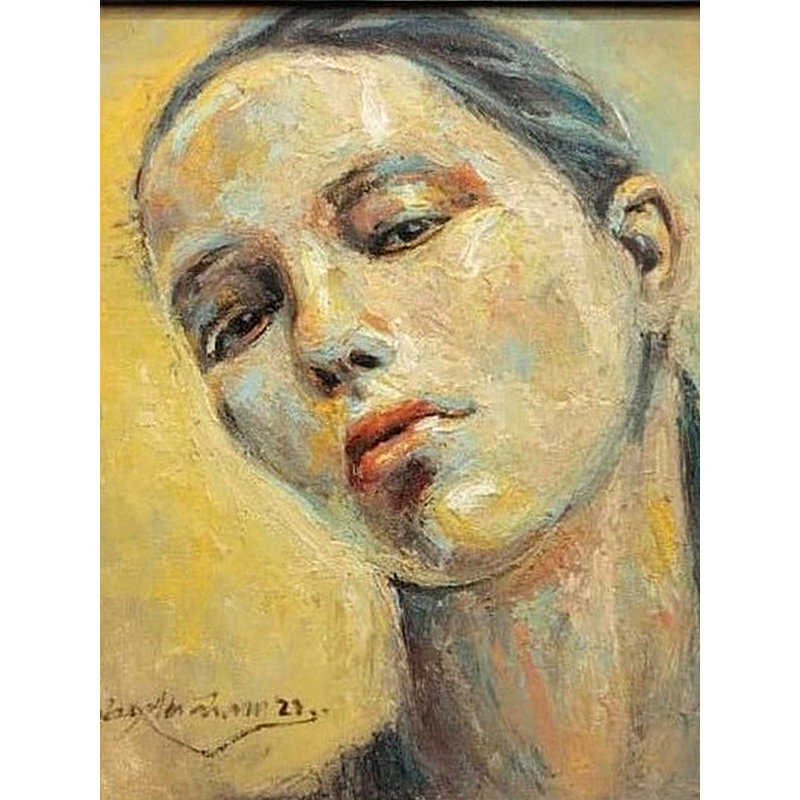 Portrait de fille | Par Boby Abraham | Huile sur toile | Peinture encadrée