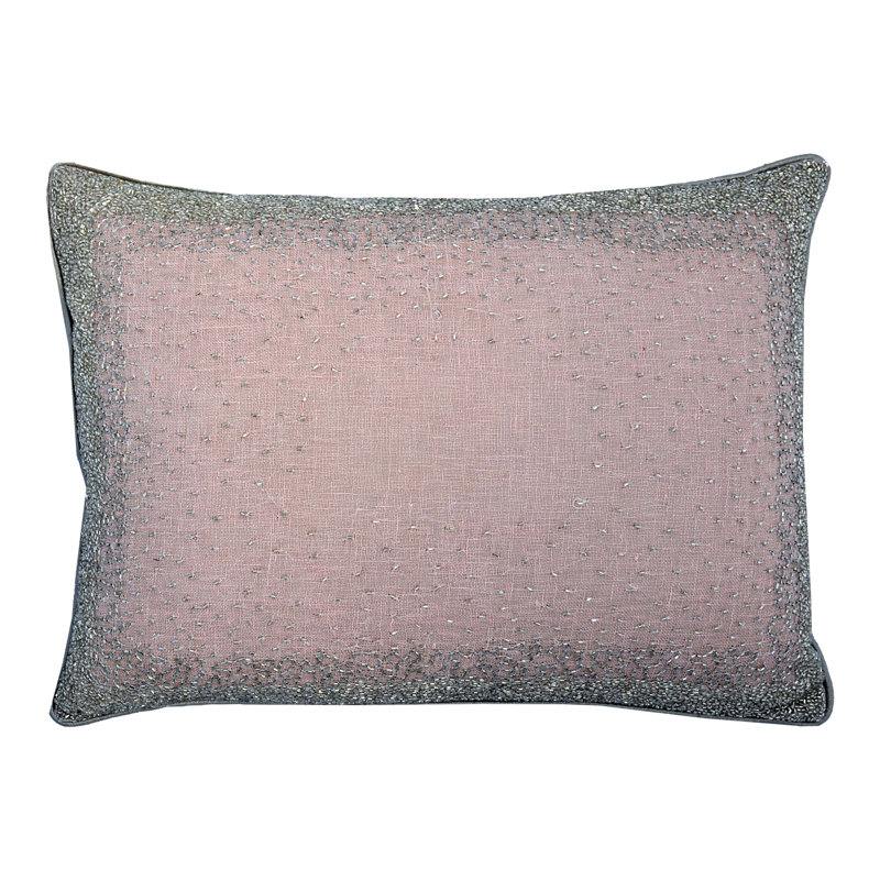 Lurex Linen Lumbar Throw Pillow, Ivory, 1" x 20"