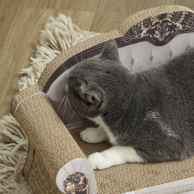 Cat Scratching Board 2-in-1 Cardboard Lounge with Catnip Brown