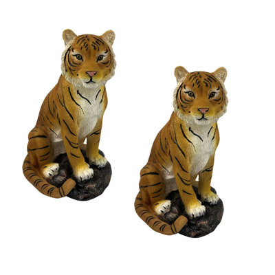 "2-PC Set" ICE ARMOR 6"H Tiger Sitting Figurine Figurine Statue Ornament Home/Room Decor and Perfect Gift Ideas for House Warming, Holidays and Birthdays Great Collectible Addition
