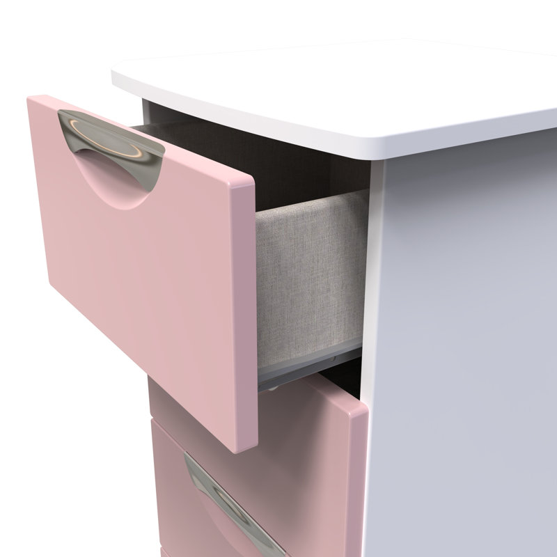 Fully Assembled Leodis 4 - Drawer Chest of Drawers, Kobe Pink/White