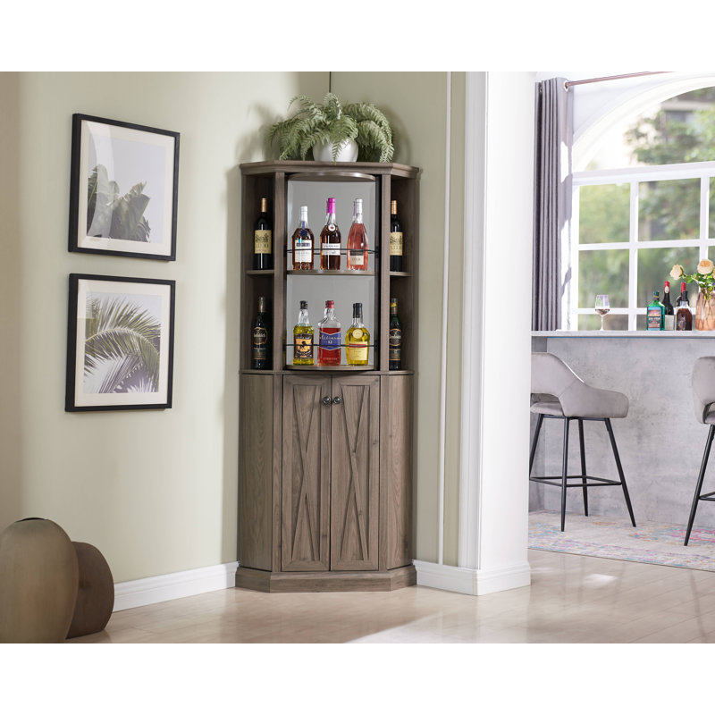 Bar de coin Ian Home Source Home, Noyer / gris