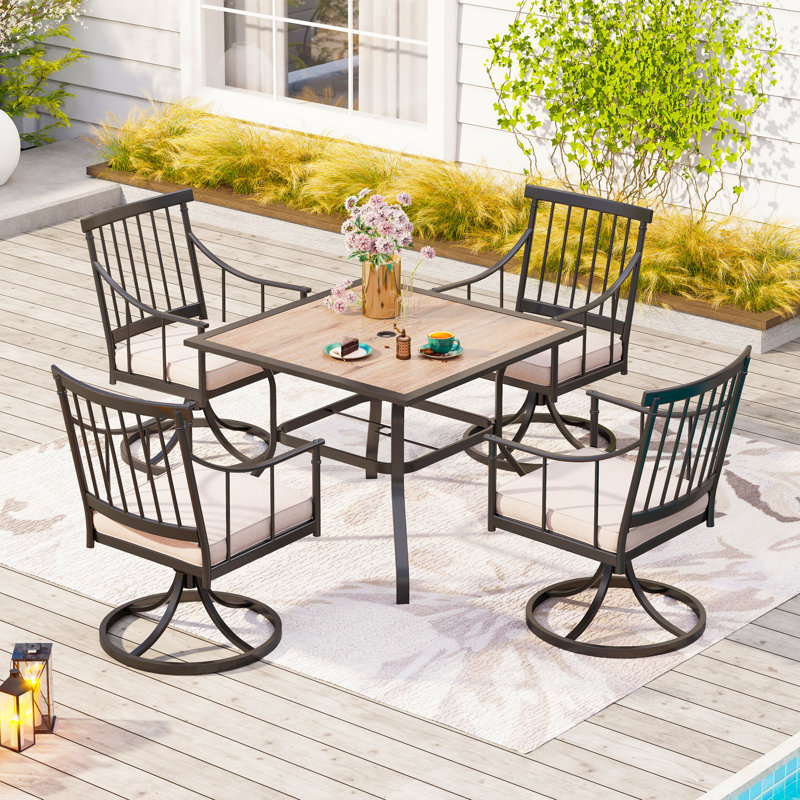 Methuen 4 - Person Patio Dining Set with Square Table , Cushions Included